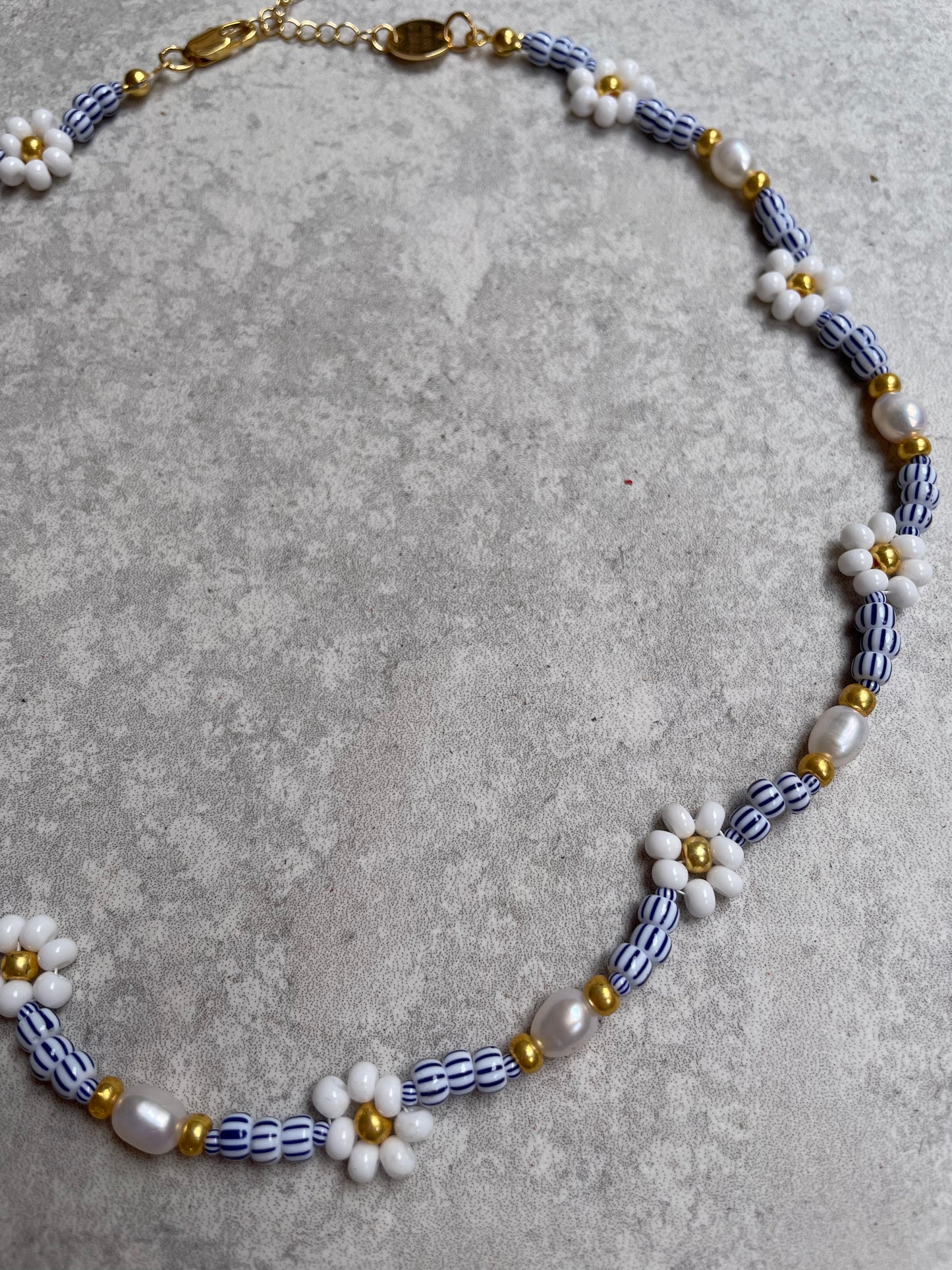 Sailor flower pearl necklace