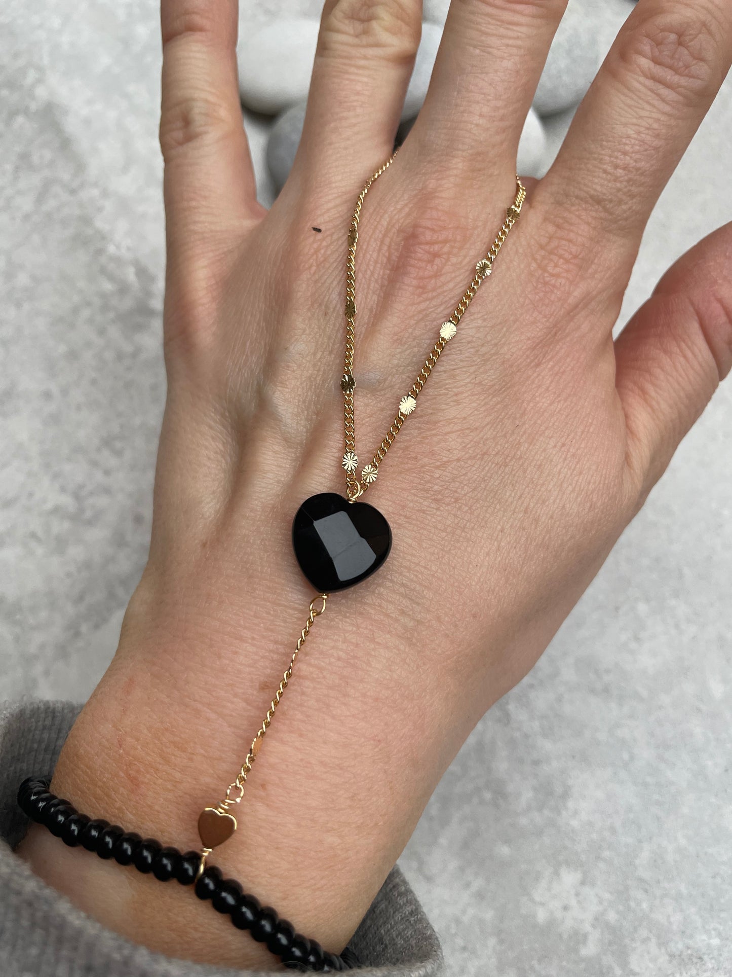 Onyx in my heart hand jewelry