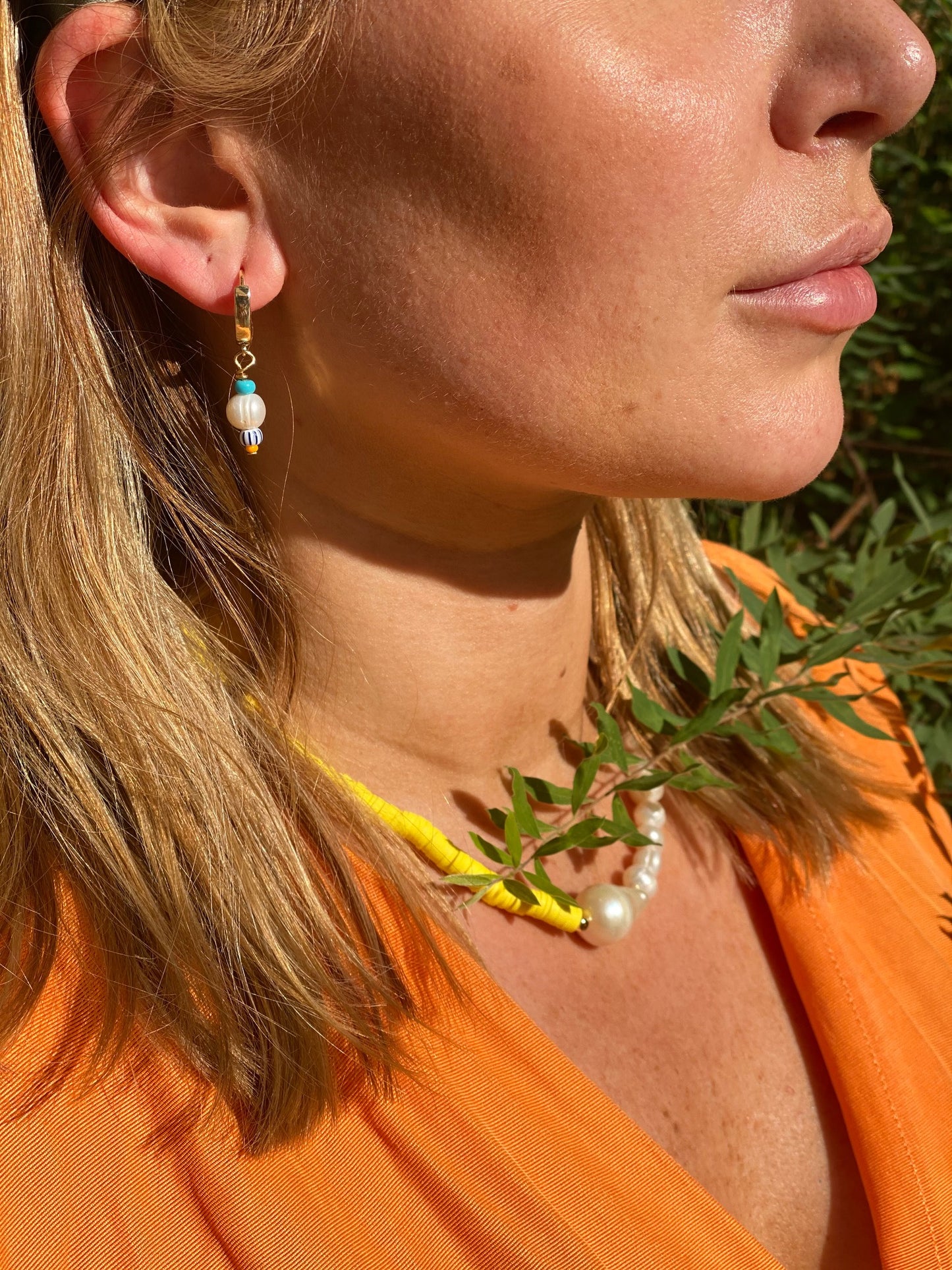 Blue sailor pearl earrings