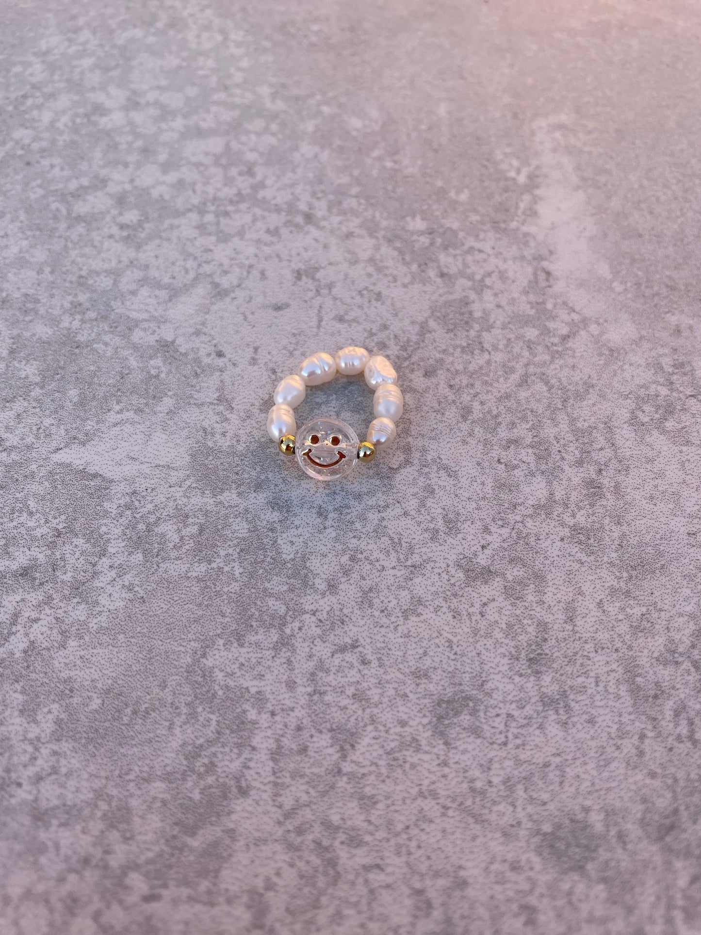 Smiley freshwater pearl ring