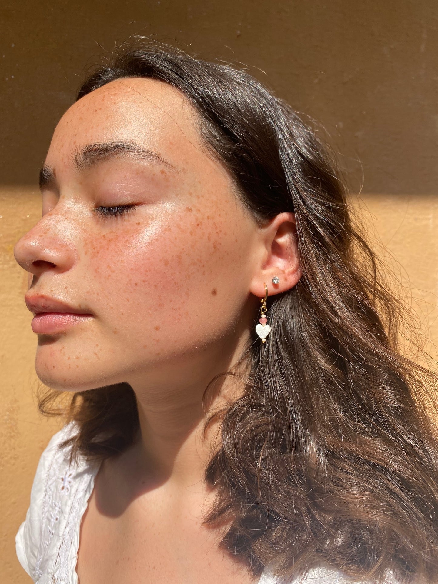 Cute pearl heart earrings