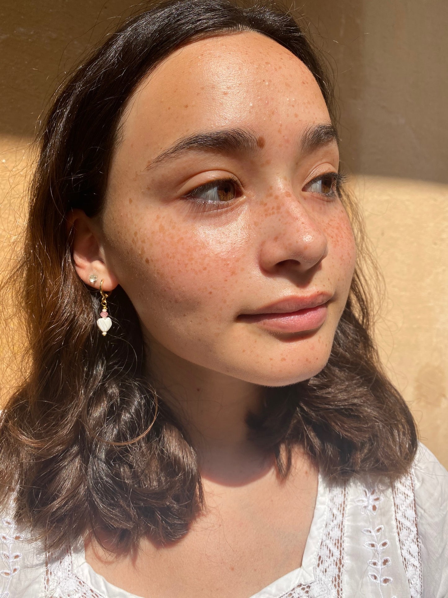 Cute pearl heart earrings