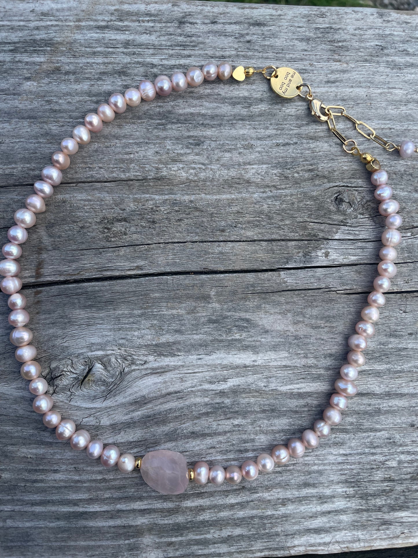 Rose Quartz pearl necklace