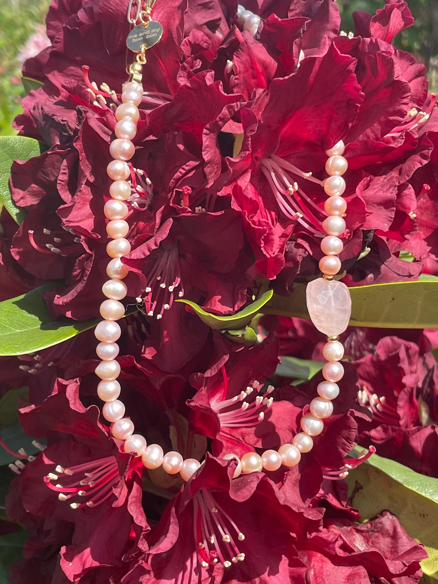 Rose Quartz pearl necklace