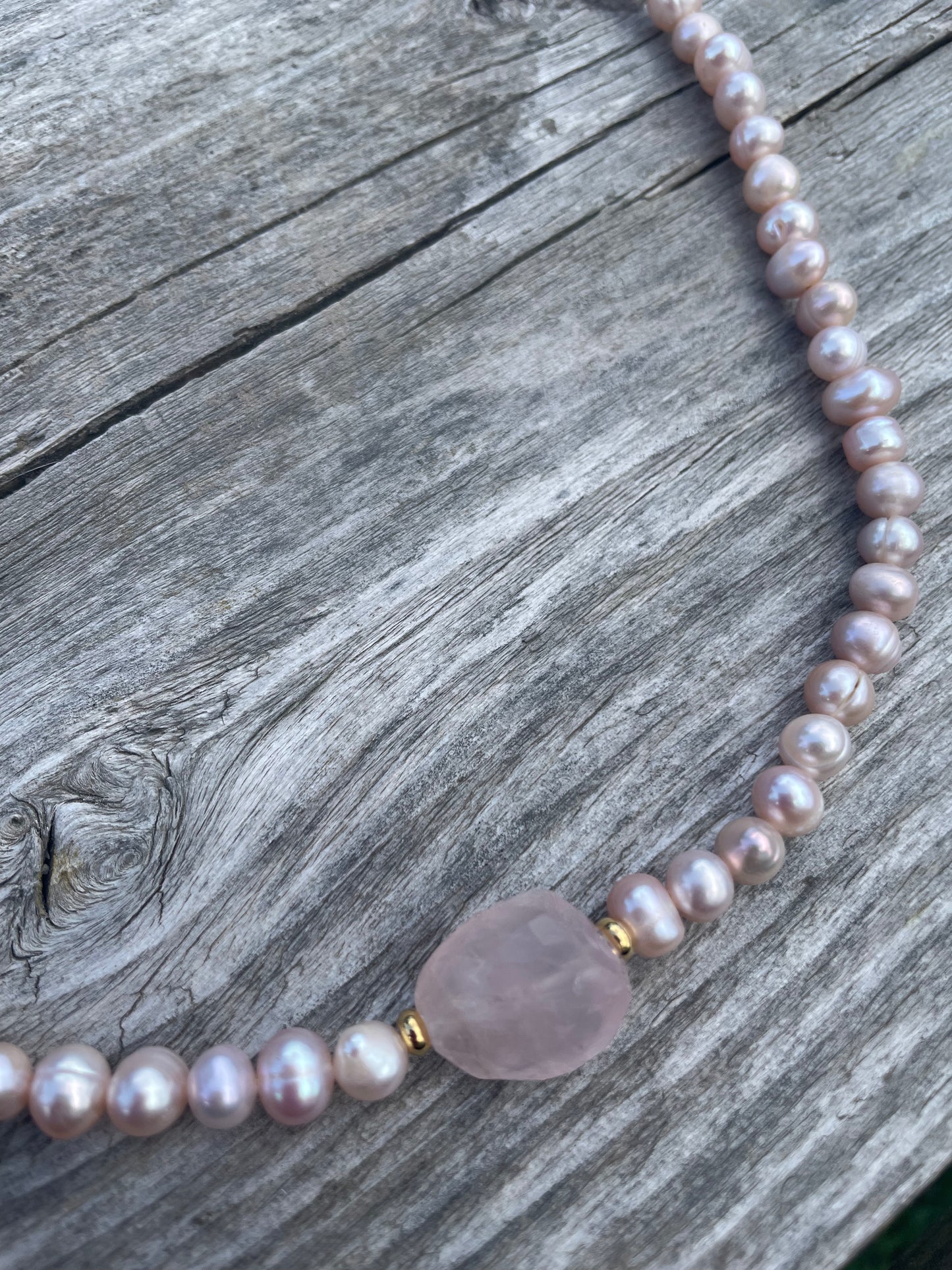 Rose Quartz pearl necklace