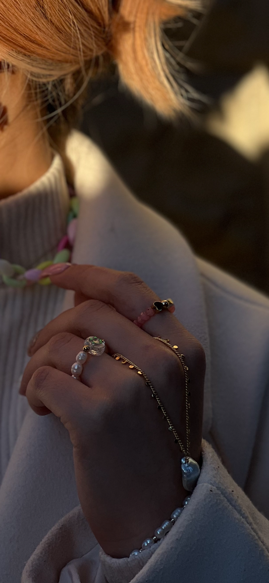 Smiley  freshwater pearl ring