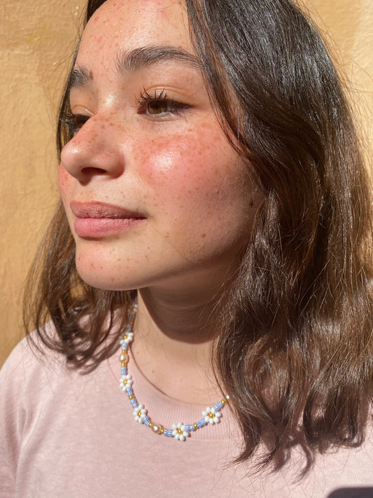 Sailor flower pearl necklace