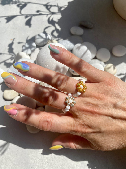 Flower rings - set of two