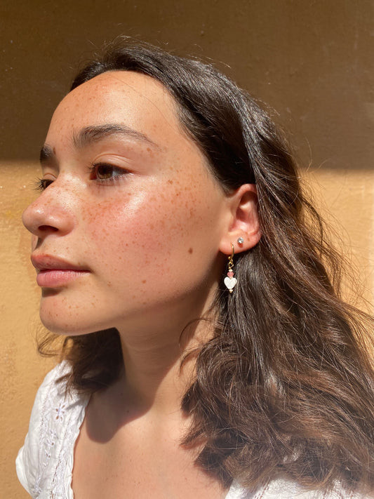 Cute pearl heart earrings