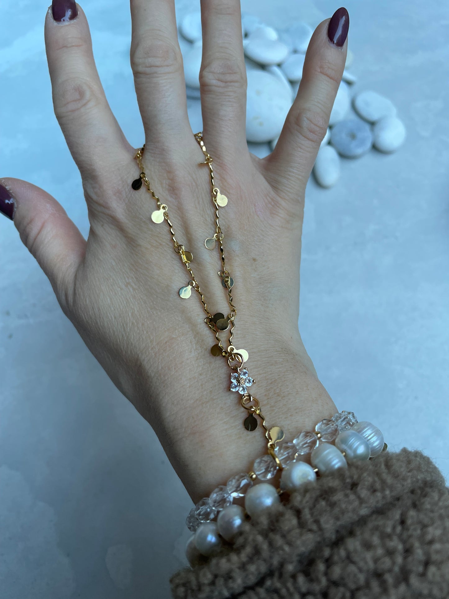 Crystal flower hand jewelry
