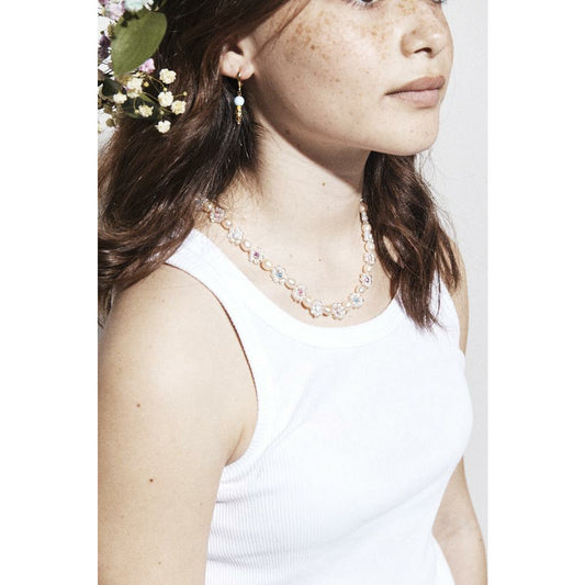 Flower necklace white pearl