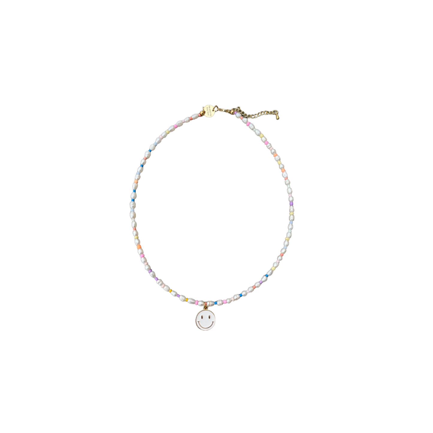 Pearl pastel smiley necklace