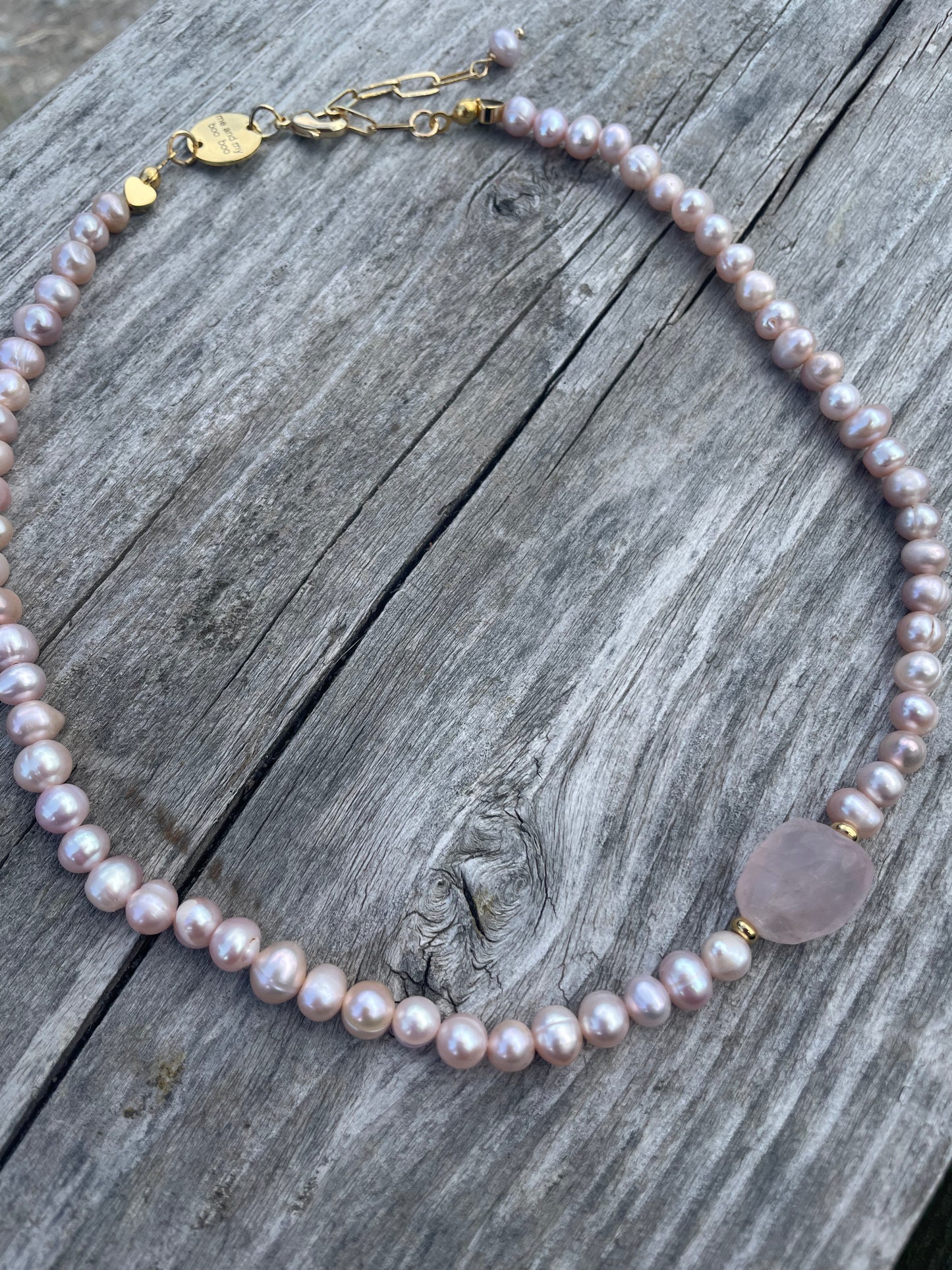 Rose Quartz pearl necklace